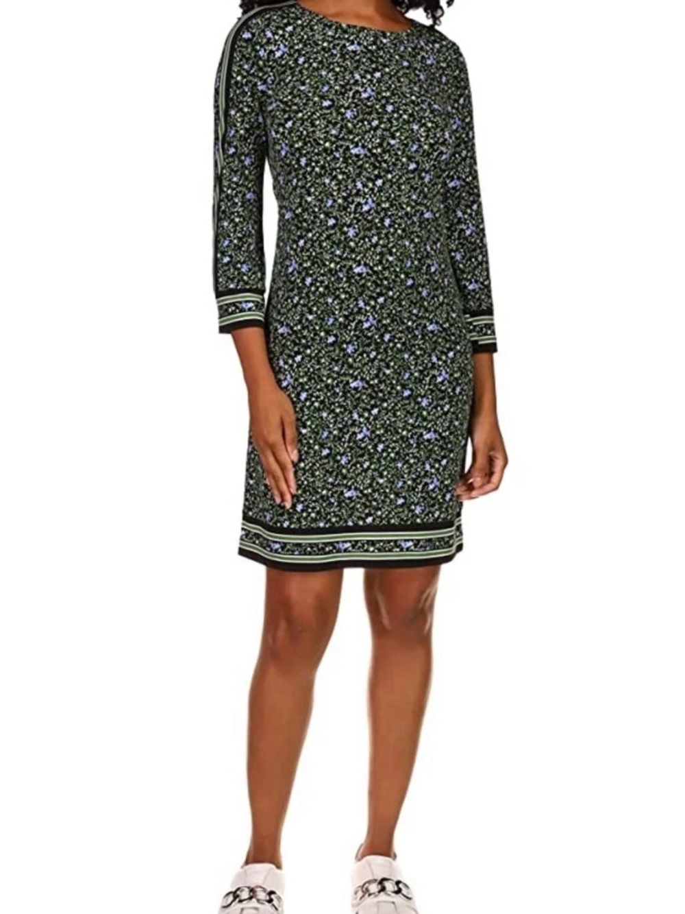 Michael Kors Black Dress with Blue & Green Floral Print